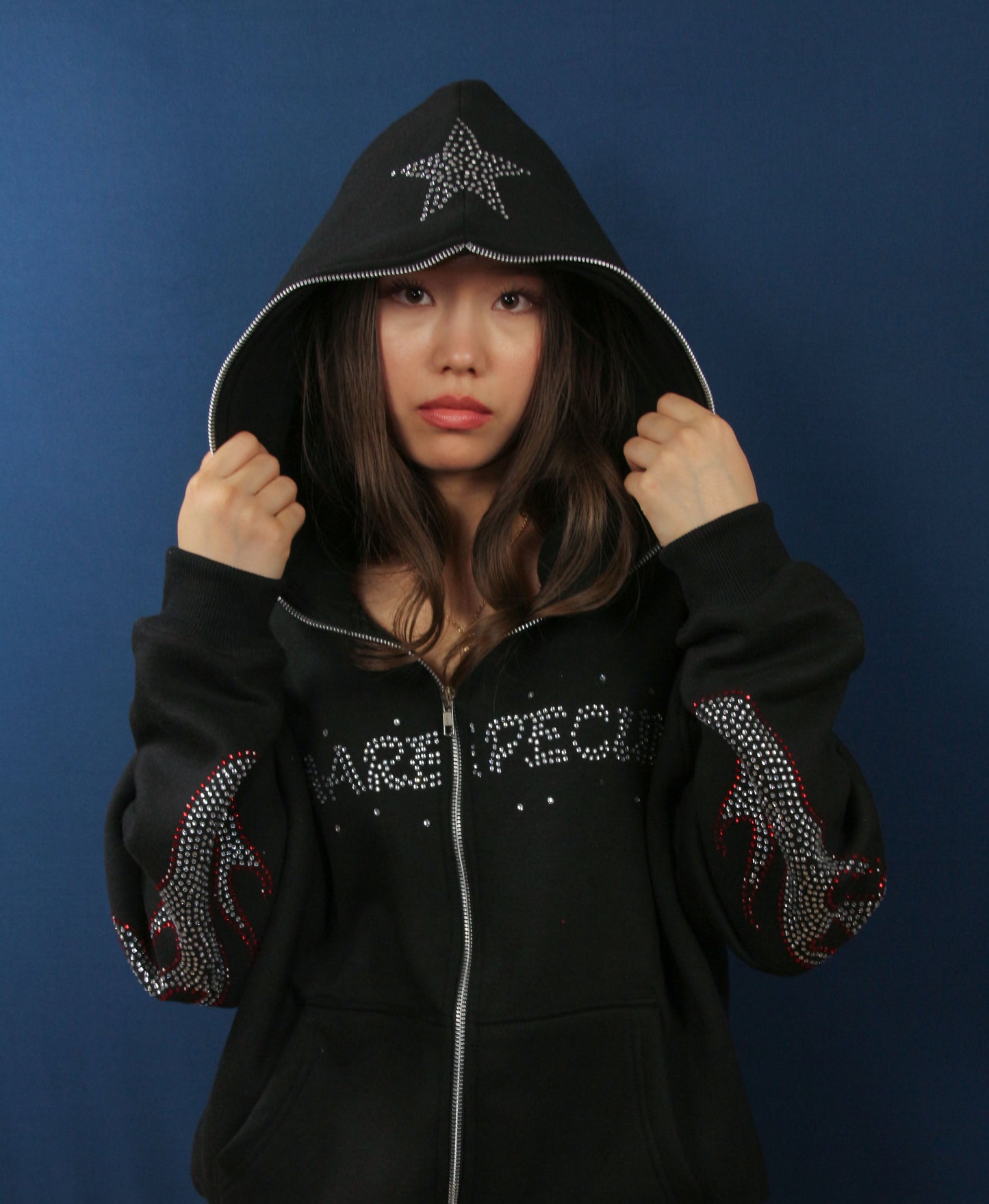 Black rhinestone hoodie