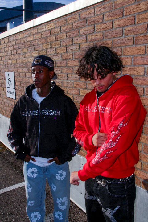 Red rhinestone hoodie