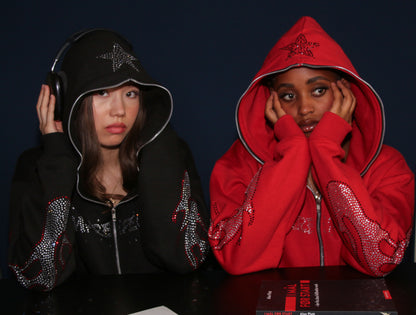 Red rhinestone hoodie