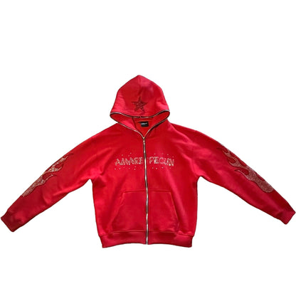 Red rhinestone hoodie